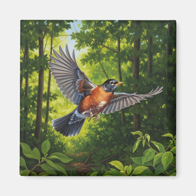 Connecticut State Bird American Robin Magnet (Front)