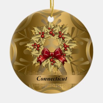 Connecticut State Christmas Ornament by christmas_tshirts at Zazzle