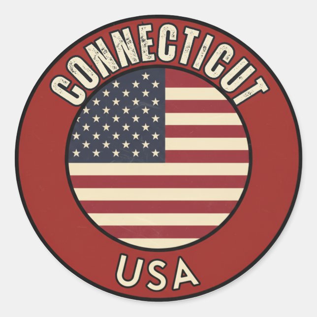 Connecticut State Classic Round Sticker (Front)