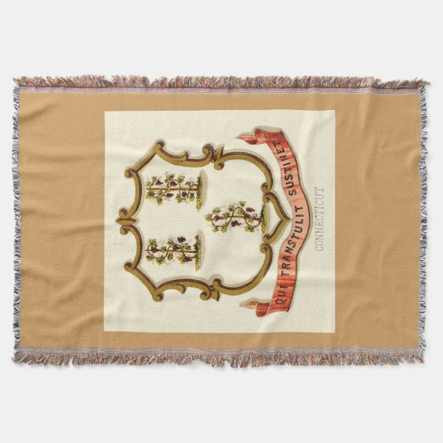 Connecticut state coat of arms throw blanket (Front)