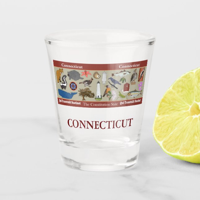 Connecticut State Commemorative Shot Glass (Front)