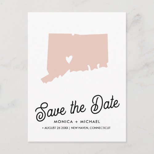 CONNECTICUT State Destination Wedding  ANY COLOR  Announcement Postcard