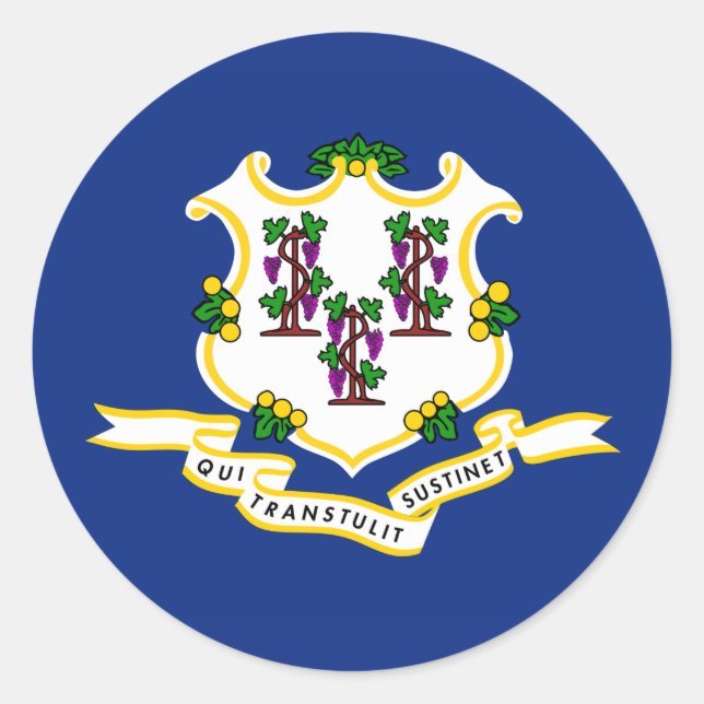 Connecticut State Flag Classic Round Sticker (Front)