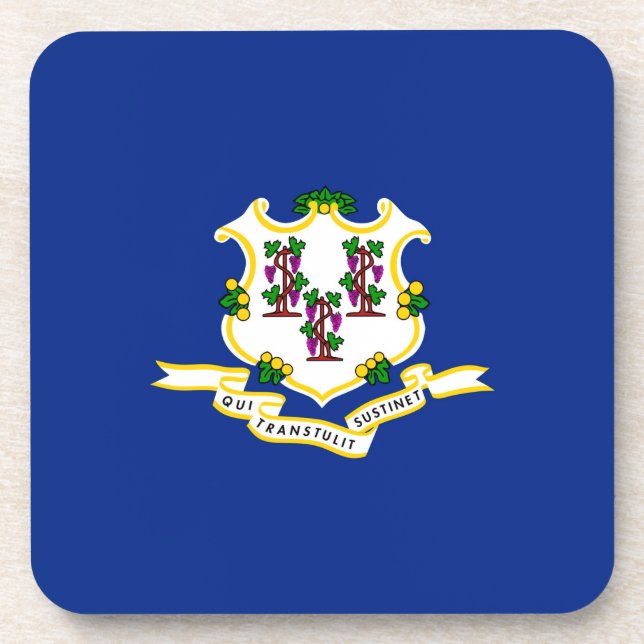 Connecticut State Flag Design Drink Coaster (Front)