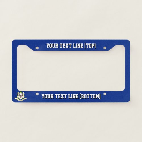Connecticut State Flag Design on a Personalized License Plate Frame