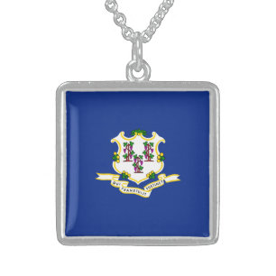 Connecticut State Flag Design Sterling Silver Necklace