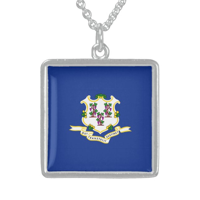 Connecticut State Flag Design Sterling Silver Necklace (Front)