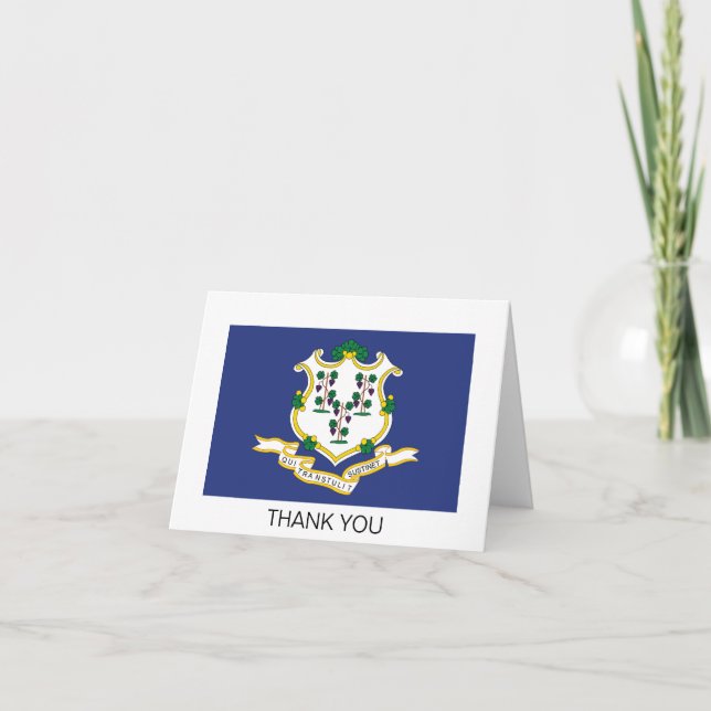 Connecticut State Flag Letterpress Thank You Card (Front)