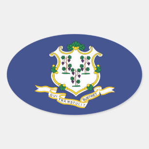 Connecticut State Flag Oval Sticker