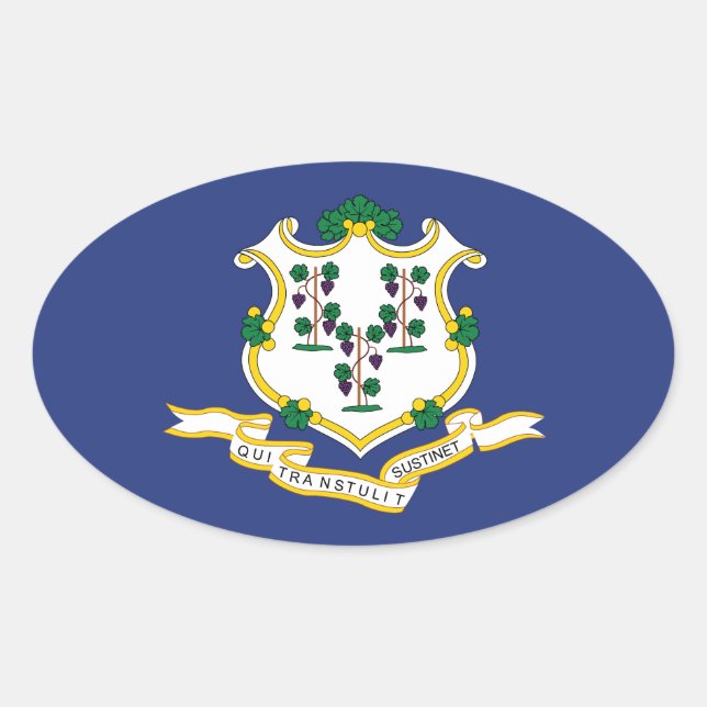 Connecticut State Flag Oval Sticker (Front)