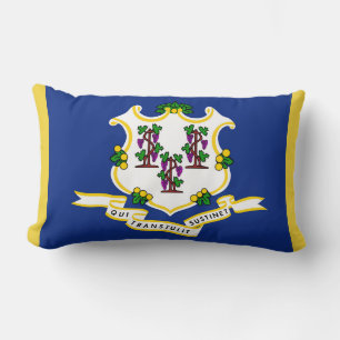 Connecticut State Flag Print Patriotic Lumbar Pillow