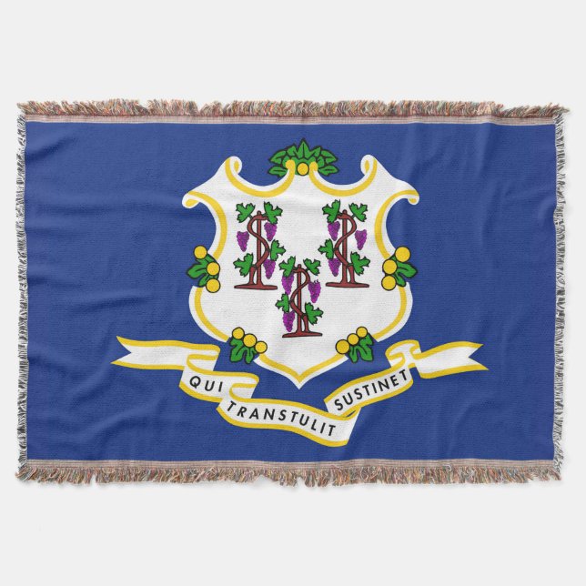 Connecticut State Flag Print Patriotic Throw Blanket (Front)