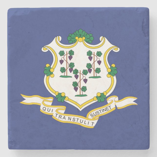 Connecticut State Flag Stone Coaster (Front)