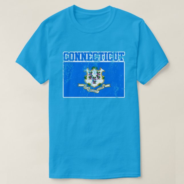 Connecticut State Flag T-Shirt (Distressed) (Design Front)