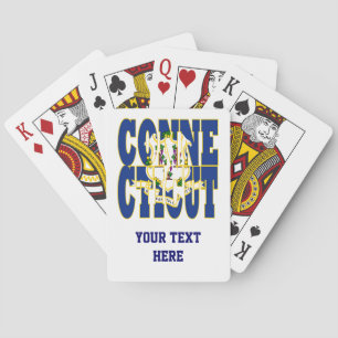 Connecticut state flag text poker cards