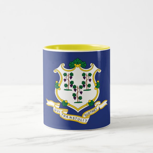 Connecticut State Flag Two-Tone Coffee Mug (Center)
