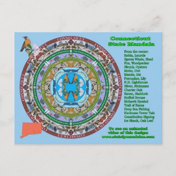 Connecticut State Mandala Postcard by TravelingMandalas at Zazzle