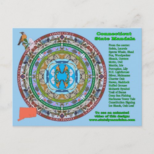 Connecticut State Mandala Postcard