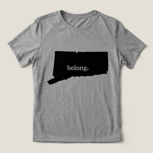 Connecticut State Map Belong Tri-Blend Shirt (Design Front)