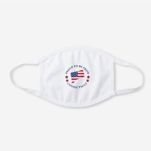 Connecticut State Map Red White Blue Flag Pattern White Cotton Face Mask