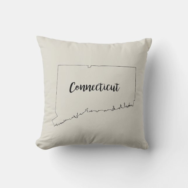 Connecticut State Map Throw Pillow (Front)