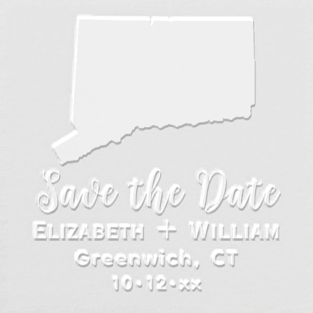 Connecticut State Map Wedding Save the Date Embosser (Design)