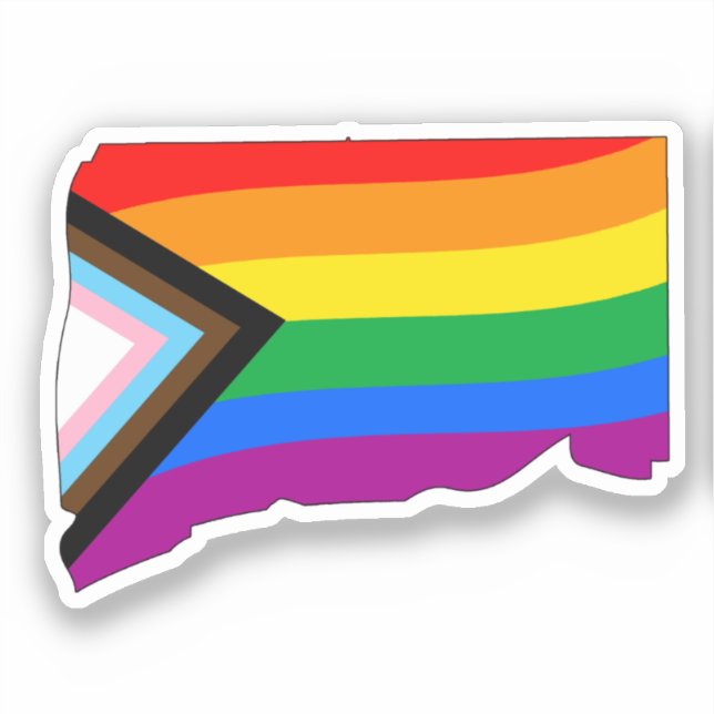 Connecticut State Pride LGBTQ Progress Pride Sticker (Front)