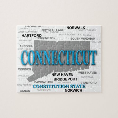Connecticut State Pride Map Silhouette Jigsaw Puzzle