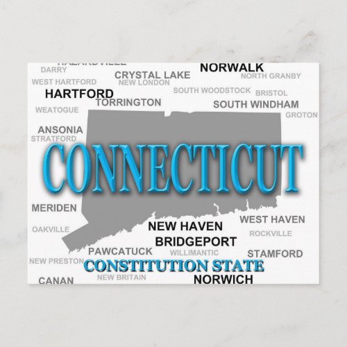 Connecticut State Pride Map Silhouette Postcard