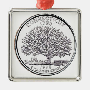 Connecticut State Quarter Metal Ornament