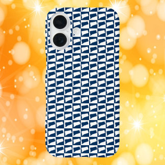 Connecticut State Silhouette Pattern Blue White iPhone 16 Case