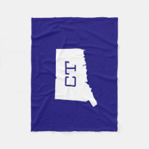 Connecticut State White Map CT Blanket