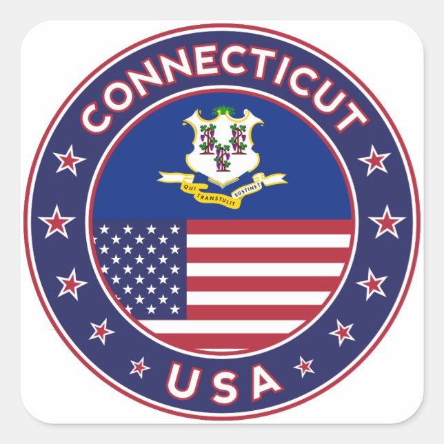 Connecticut sticker, USA States Square Sticker (Front)