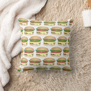 Connecticut Style Steamed Burger Cheeseburger Throw Pillow