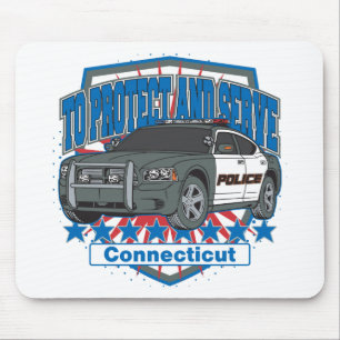 Connecticut To Protect and Serve Police Car Mouse Pad