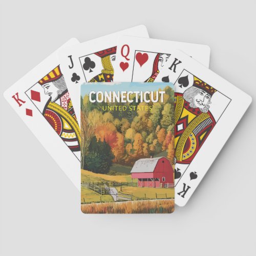 Connecticut Travel Art Vintage Poker Cards
