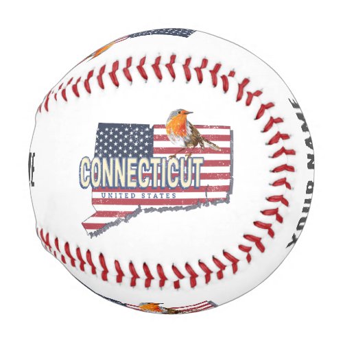 Connecticut united states retro state map vintage baseball