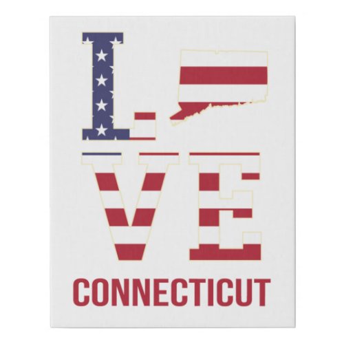 Connecticut USA state love Faux Canvas Print