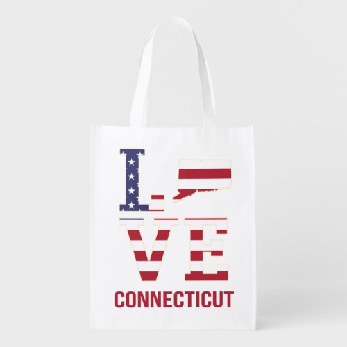 Connecticut USA state love Grocery Bag