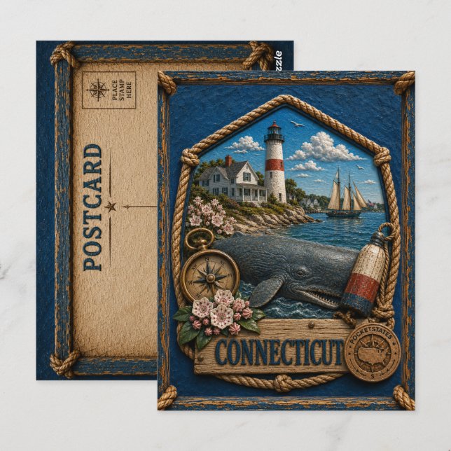 Connecticut Vintage Travel Postcard (Front/Back)