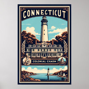 Connecticut Vintage Travel Poster