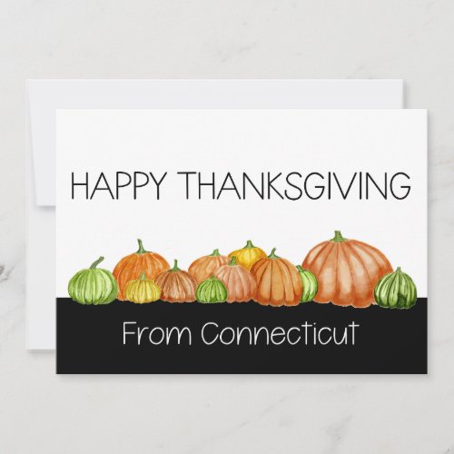 Connecticut Watercolor pumpkins Thanksgiving Card