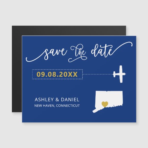 Connecticut Wedding Save the Date Card Map Magnetic Invitation