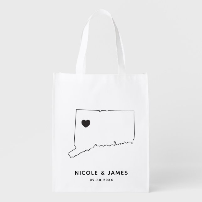 Connecticut Wedding Welcome Bag Map Tote (Front)