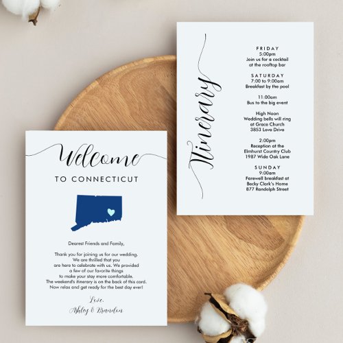 Connecticut Wedding Welcome Letter Itinerary Card