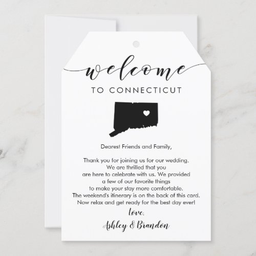 Connecticut Wedding Welcome Tag Letter Itinerary