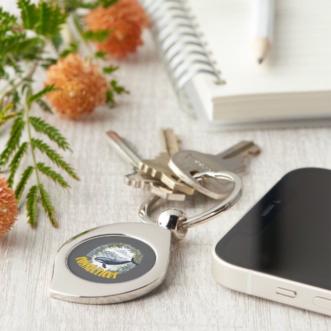 Connecticut Whale With Mountain Laurel Keychain (Side)