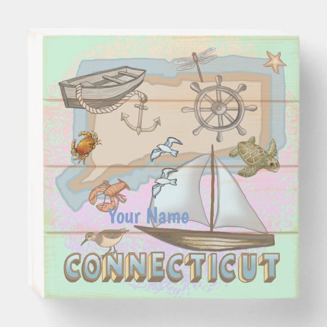 Connecticut  wooden box sign (Front Horizontal)