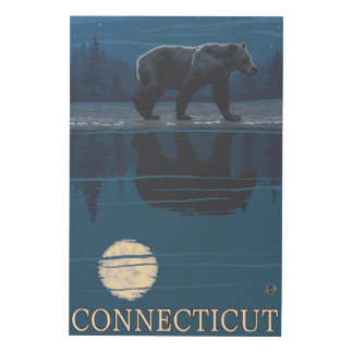 ConnecticutBear in the Moonlight Wood Wall Art