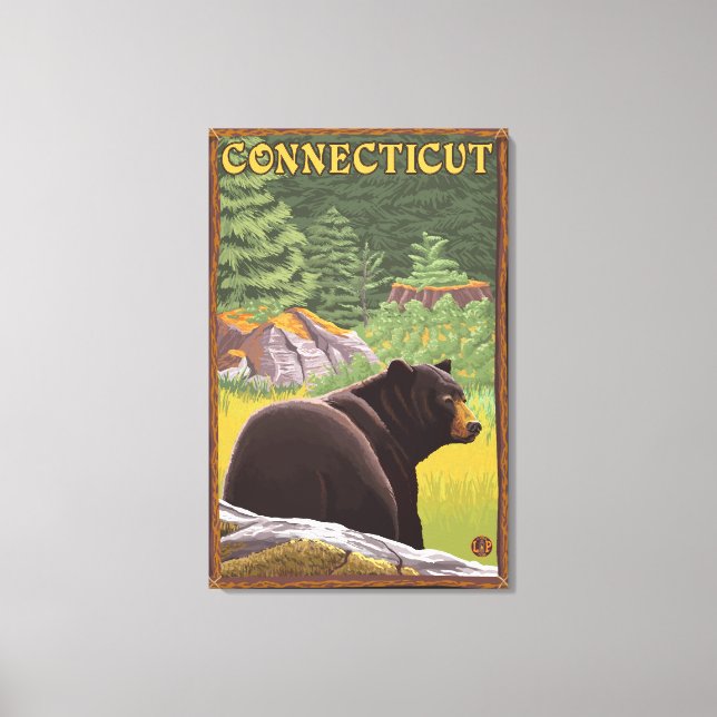 ConnecticutBlack Bear in Forest Canvas Print (Front)